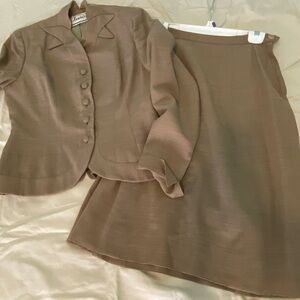 Vintage 1940’s Classic Taupe Women's Jacket and matching Skirt by Lewin’s